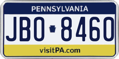 PA license plate JBO8460