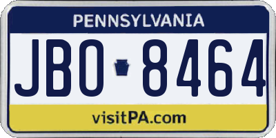 PA license plate JBO8464
