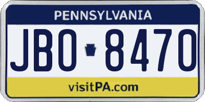 PA license plate JBO8470