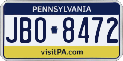 PA license plate JBO8472