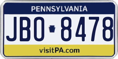 PA license plate JBO8478
