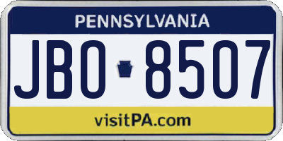 PA license plate JBO8507