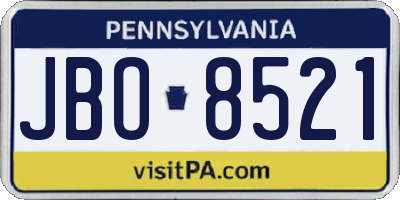 PA license plate JBO8521