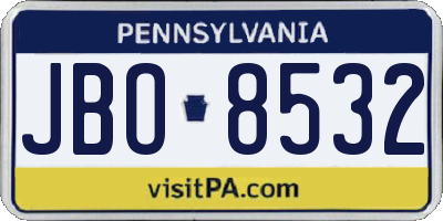 PA license plate JBO8532