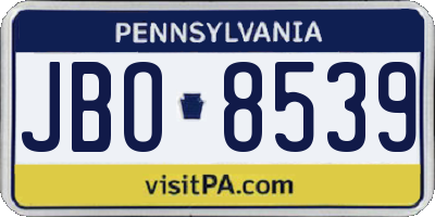 PA license plate JBO8539