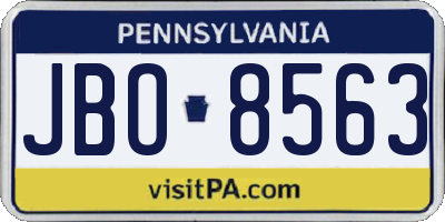 PA license plate JBO8563