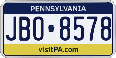 PA license plate JBO8578
