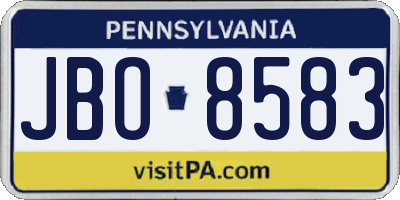 PA license plate JBO8583
