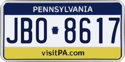 PA license plate JBO8617