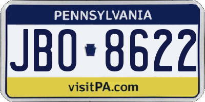 PA license plate JBO8622