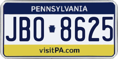 PA license plate JBO8625