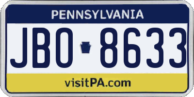 PA license plate JBO8633