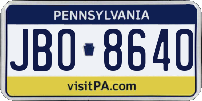 PA license plate JBO8640