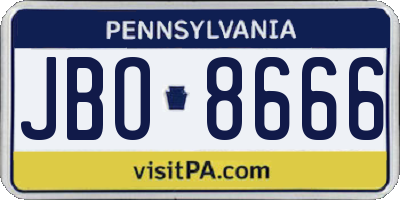 PA license plate JBO8666