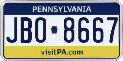 PA license plate JBO8667