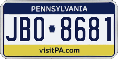 PA license plate JBO8681