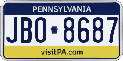 PA license plate JBO8687