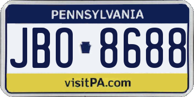 PA license plate JBO8688