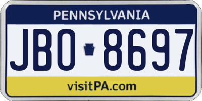 PA license plate JBO8697