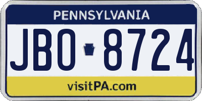 PA license plate JBO8724
