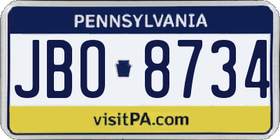 PA license plate JBO8734