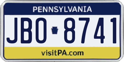PA license plate JBO8741
