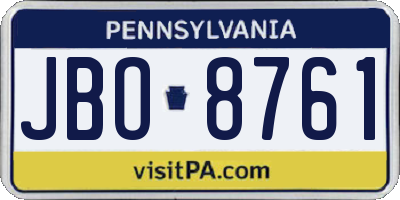 PA license plate JBO8761