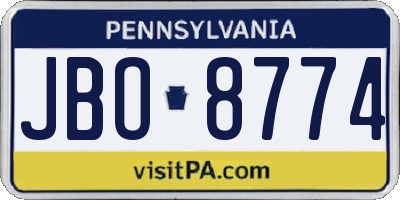 PA license plate JBO8774