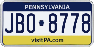 PA license plate JBO8778