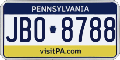 PA license plate JBO8788