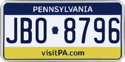 PA license plate JBO8796
