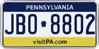 PA license plate JBO8802