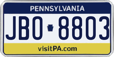 PA license plate JBO8803