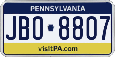 PA license plate JBO8807