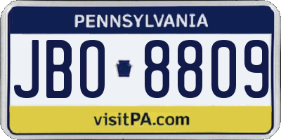 PA license plate JBO8809