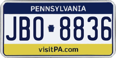 PA license plate JBO8836
