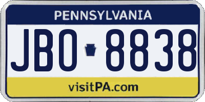 PA license plate JBO8838