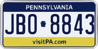 PA license plate JBO8843