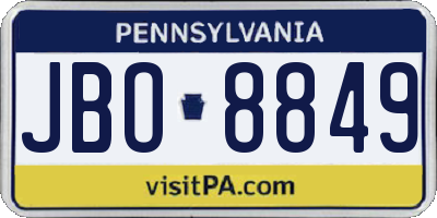 PA license plate JBO8849