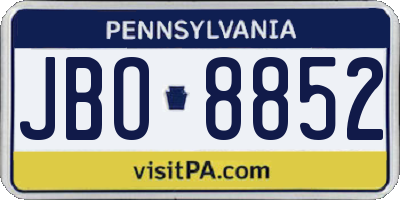 PA license plate JBO8852
