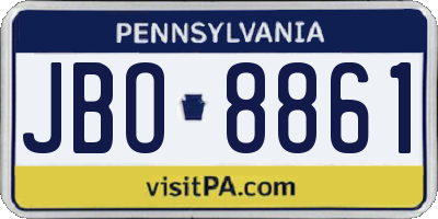 PA license plate JBO8861