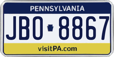 PA license plate JBO8867