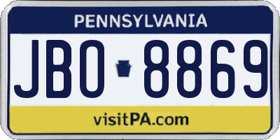 PA license plate JBO8869