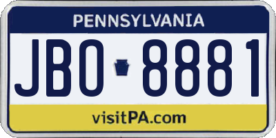 PA license plate JBO8881