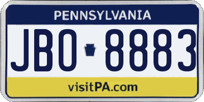 PA license plate JBO8883