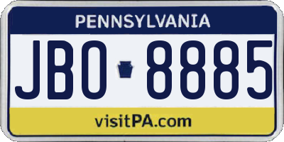 PA license plate JBO8885