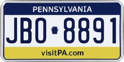 PA license plate JBO8891