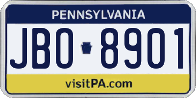 PA license plate JBO8901