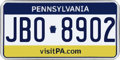 PA license plate JBO8902