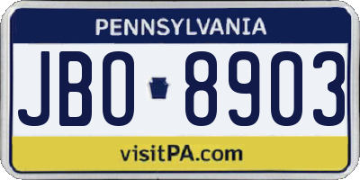 PA license plate JBO8903